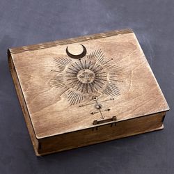 HANDMADE Wooden box for tarot card and crystal Crystal storage box Wiccan box Witchcraft gift