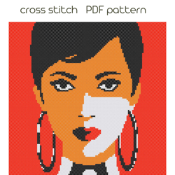 Abstraction cross stitch Lady cross stitch Modern cross stitch In red cross stitch Stylish embroidery /8/
