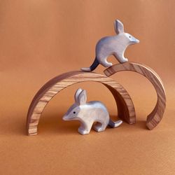 Wooden Bilby figurine (1pcs) - Australian animals - Gift for kids - Wooden animals toys