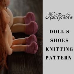 Doll shoes knitting pattern, Waldorf doll clothes PDF tutorial