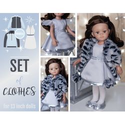 Paola Reina clothes, Doll coat, dress, shoes, underwear, Outfit for 13 inch dolls, Handmade doll clothes, Expensive doll