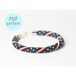 PDF pattern braselet USA Flag, diy bracelet 4th july