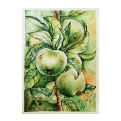 Still Life With Green Apples Original Water Color Painting on Watercolor Paper Original Fruits Wall Art