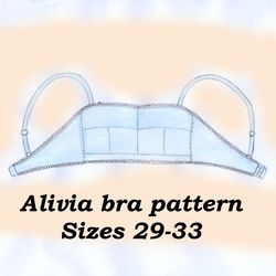 Wireless bra pattern plus size, Alivia, Sizes 29-33, Cotton bra pattern, Linen bra pattern, Plus size bra pattern