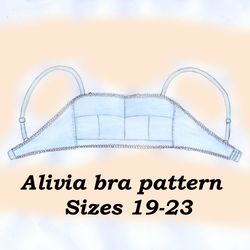Wireless bra pattern, Alivia, Sizes 19-23, Bra pattern small size, Teen girl bra pattern, First bra pattern