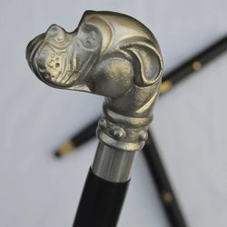 Bull Dog Head Walking Stick - Victorian Cane Bull Dog Aluminium Head Handle Unique Look Gentleman Walking Stick