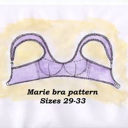 Underwire bra pattern plus size, Marie, Sizes 29-33, Balconette bra pattern, Plus size bra pattern, Wide strap bra