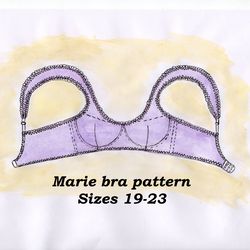 Wired bra pattern for small bust, Marie, Sizes 19-23, Balcony bra pattern, Bra making supplies, Cotton lingerie pattern
