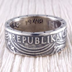 Silver Coin Ring (Czech Republic and Slovakia) Independence