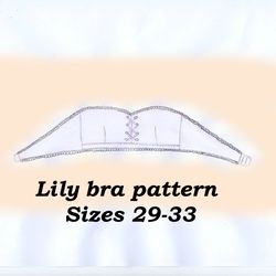 Strapless bra pattern plus size, Lily, Sizes 29-33, Lace up bra pattern, Off shoulder bra pattern plus size, Bra making