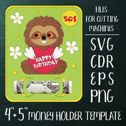 Sloth Birthday Card | Money Holder Template