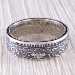 Silver Coin Ring (India) Big Flower