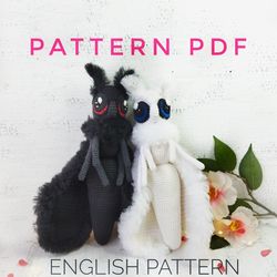 Moth crochet PATTERN  in english. Luna, Mothman ornament PDF. Moth Amigurumi pdf pattern. Animal moth Pdf. Moth DIY.
