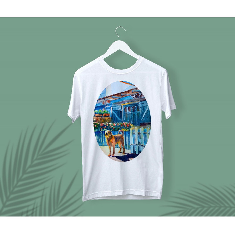 poster wall summer dog near cafe in Provence print 4.jpg