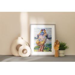 giraffe watercolor printable files