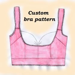 Custom bra pattern, Jacqueline, Bra pattern no underwire, Wireless bra pattern, Leisure bra pattern, Linen bra pattern