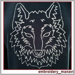Digital machine embroidery design Wolf. 2 sizes.