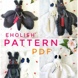Moth plush PATTERN. Luna, Mothman ornament PDF. Moth and Spotify Crochet Pattern. Amigurumi plushie butterfly moth DIY