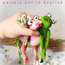 Frog crochet PATTERN. Frog amigurumi pattern. Frog animal crochet PDF. Amphibia crochet DIY. Amigurumi frog pattern.