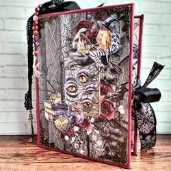 Witch journal handmade for sale Witchy magic junk journal Flowers junk book Thick large notebook custom completed