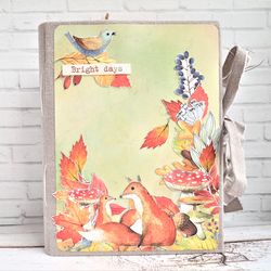 Fall junk journal handmade Autumn forest junk book for sale Large homemade notebook completed botanical
