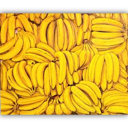 Banana Painting Fruit Original Art Still Life Oil Painting Food Wall Artwork Living Room Painting