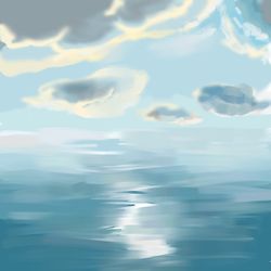 abstract seascape. digital drawing, digital art, blue art, ocean art, sea painting, paper poster, giclee print,