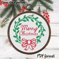 Merry Christmas cross stitch pattern, Easy cross stitch, Christmas pattern, Xmas cross stitch, modern xstitch pattern