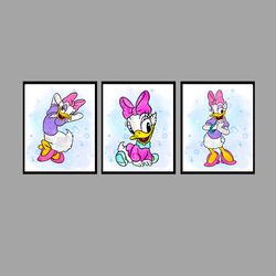 Daisy Duck Disney Set Art Print Digital Files nursery room watercolor