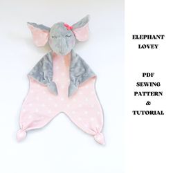 PDF sewing pattern Elephant lovey Security Blanket Digital Download