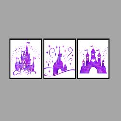 Cinderella Castle Disney Set Art Print Digital Files nursery room watercolor