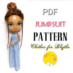 Summer jumpsuit PATTERN PDF for Blythe doll.