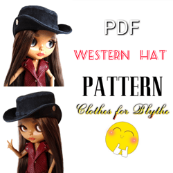 Western hat PATTERN PDF for blythe doll.