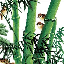 Scheme Cross Stitch Pattern | Birds on Bamboo | #104