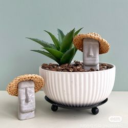 2pc Moai Green Garden Succulent pot, Gardening Ornaments, Creative gift