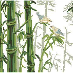 Scheme Cross Stitch Pattern | Birds on Bamboo | #105