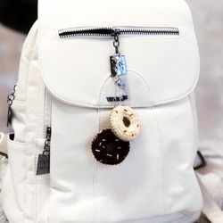 Keychain in the form of two donuts. Cotton pendant for a bag. Souvenir for mom. Original accessory for her.
