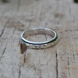 925 Sterling Silver Spinner Ring, Women Gift Ring, Worry Ring, Anxiety Spinner Ring, Fidget Spinner Ring