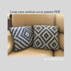 Loop yarn Rhombus cushion covers pattern PDF