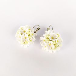 White earrings, Flowers earrings, Handmade