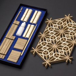 Woodcraft Assembly Kit No need to cut and ready to assemble. Hobby for adult and children. Kumiko pattern