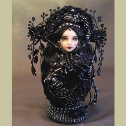 Gothic Matryoshka Doll, OOAK decorated art doll, dark stuffed doll
