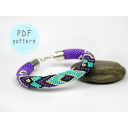 Bead crochet bracelet pattern, bead crochet rope pattern, diy seed bead crochet art project