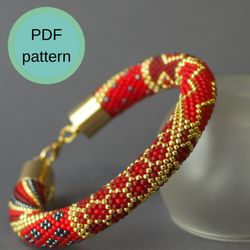 PDF pattern for bead crochet bracelet, seed beads jewelry pdf pattern, rope bead crochet pattern