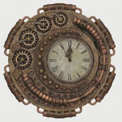pdf counted vintage cross stitch pattern | steampunk | old clock | 7 sizes