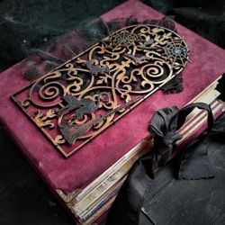 Large witchcraft junk journal handmade for sale Completed junk book for witch Thick magic flowers notebook