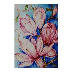 Magnolias Painting Original Watercolor Art Work Realistic Floral Still Life Magnolias Watercolor Painting Gift Idea