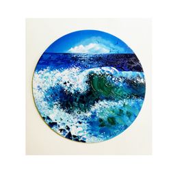 seascape original oil painting art work on canvas panel impasto oil and pallet knife  original wall art