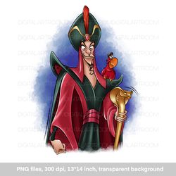 Cartoon villain with parrot, 2 png files, sublimation design, art print