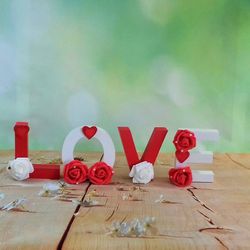 Wooden décor LOVE sign, Standing wooden LOVE sign, 3D standing LOVE letters, Set of wooden letter LOVE